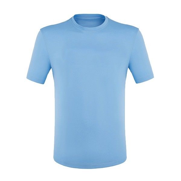 নিয়মিত দৈর্ঘ্য বসন্ত গ্রীষ্মকালীন নীল স্বল্প আঙ্গুল সরল 100% তুলা পুরুষদের জন্য কাস্টম টি-শার্ট