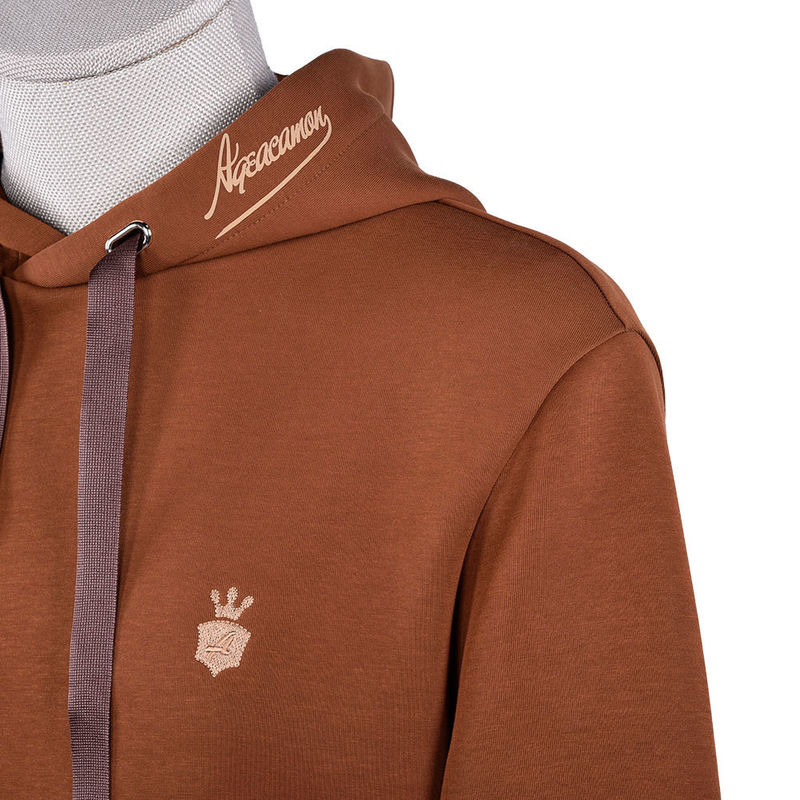 ব্রাউন কটন বোনা ভেন্টিজ হুডিস সোয়েটশার্ট 400Gsm