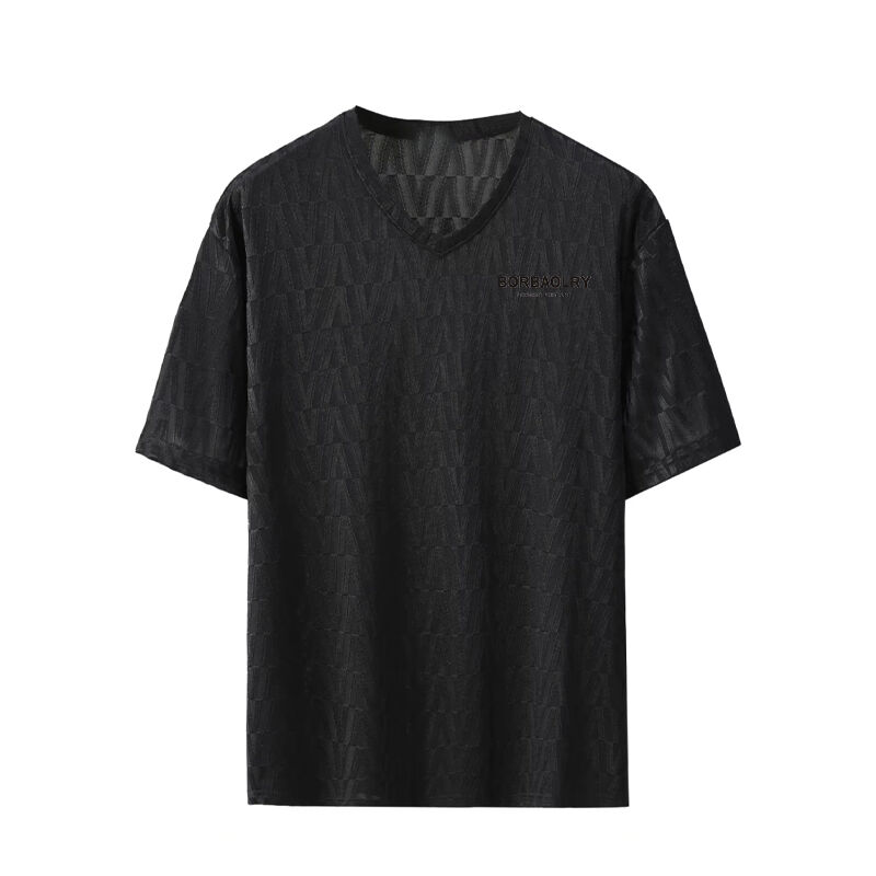 ২০২৫ গ্রীষ্মকালীন পুরুষদের উচ্চ-শেষ প্লেড আইস সিল্ক শর্ট স্লিভ টি-শার্ট মার্জিত বিলাসবহুল অবসর অর্ধেক স্লিভ শীর্ষ মুক্ত ফিট বুনন নতুন