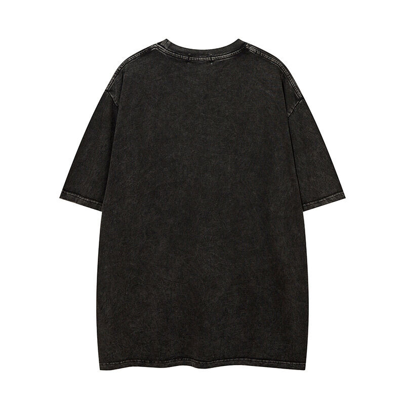 কাস্টম হাই কোয়ালিটি স্ট্রিটওয়্যার ক্রু নেক টি-শার্ট অ্যাপ্লিক প্যাচ এমব্রয়ডারি অ্যাসিড ওয়াশড ভিন্টেজ টি-শার্ট