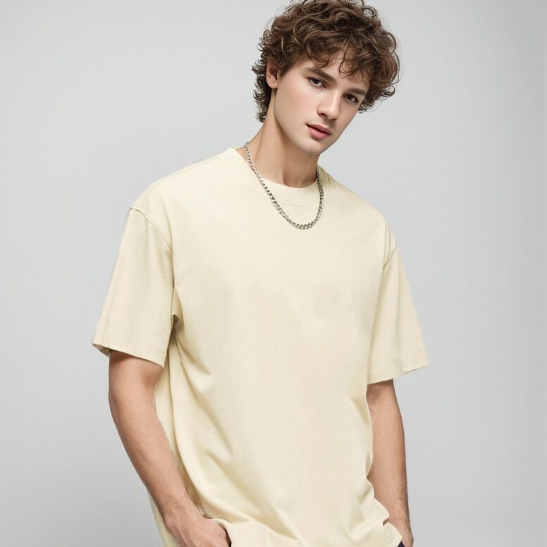 পুরুষদের জন্য কাস্টমাইজড ব্ল্যাঙ্ক টি-শার্ট, উচ্চ মানের হেভিওয়েট রিবড ক্রুনেক টি-শার্ট