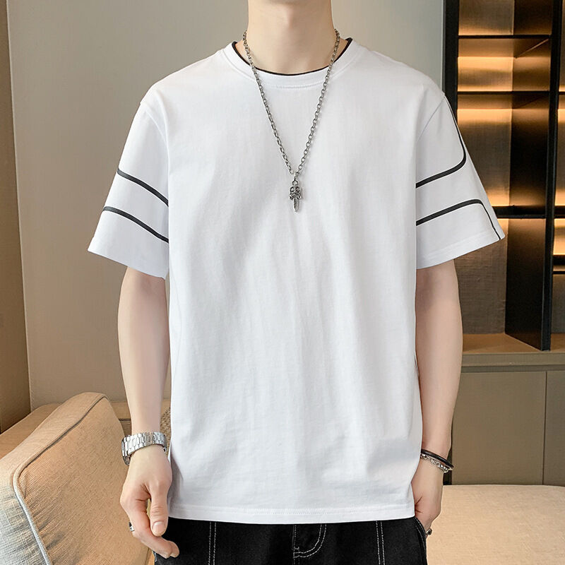 পুরুষদের জন্য লুজ টপ সামার হাফ স্লিভ টি-শার্ট সহ ওএম কাস্টম লোগো এমব্রয়ডারি প্রিন্টেড ডিজাইন