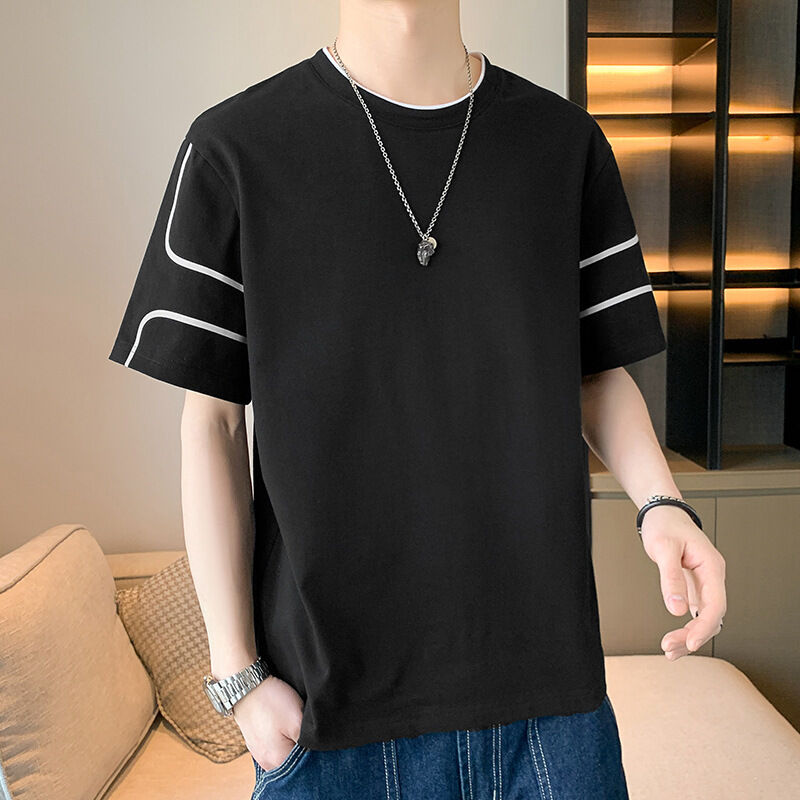 পুরুষদের জন্য লুজ টপ সামার হাফ স্লিভ টি-শার্ট সহ ওএম কাস্টম লোগো এমব্রয়ডারি প্রিন্টেড ডিজাইন