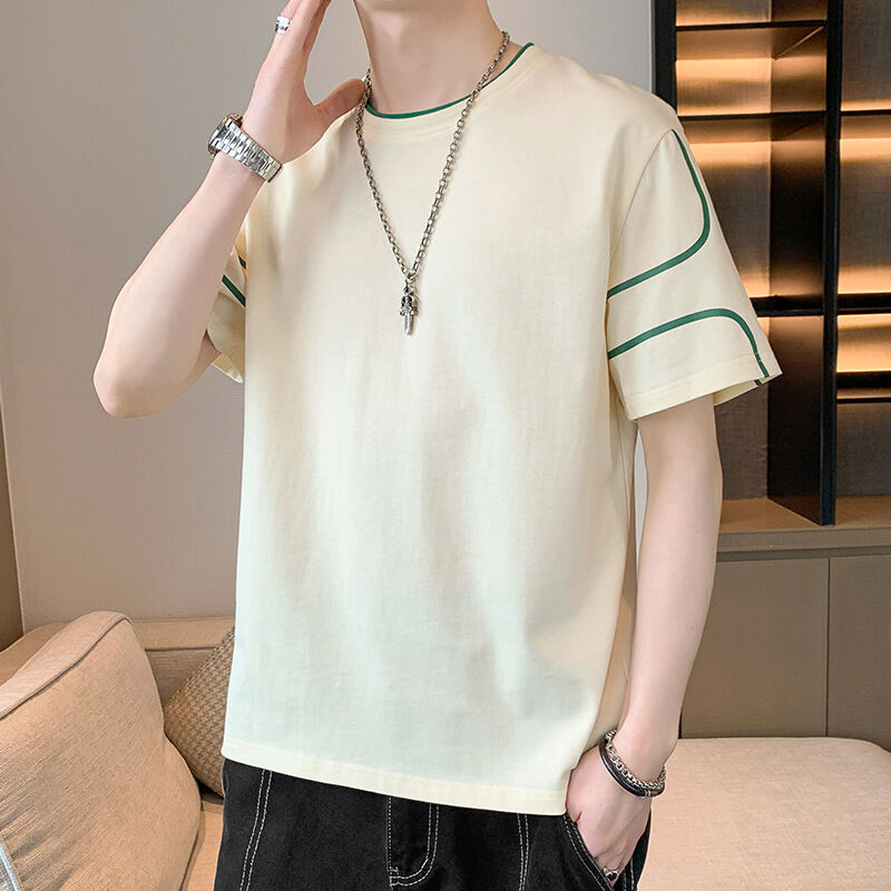 পুরুষদের জন্য লুজ টপ সামার হাফ স্লিভ টি-শার্ট সহ ওএম কাস্টম লোগো এমব্রয়ডারি প্রিন্টেড ডিজাইন