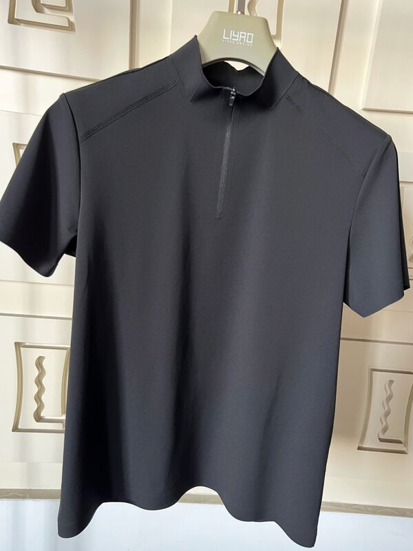 পুরুষদের হাই নেক শর্ট স্লিভ শার্ট স্ট্রেচ কুইক ড্রাই এবং শ্বাসপ্রশ্বাসযোগ্য ফ্যাব্রিক আউটডোর স্পোর্ট টি-শার্টের জন্য