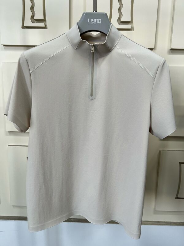 পুরুষদের হাই নেক শর্ট স্লিভ শার্ট স্ট্রেচ কুইক ড্রাই এবং শ্বাসপ্রশ্বাসযোগ্য ফ্যাব্রিক আউটডোর স্পোর্ট টি-শার্টের জন্য