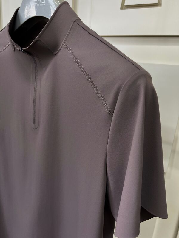 পুরুষদের হাই নেক শর্ট স্লিভ শার্ট স্ট্রেচ কুইক ড্রাই এবং শ্বাসপ্রশ্বাসযোগ্য ফ্যাব্রিক আউটডোর স্পোর্ট টি-শার্টের জন্য