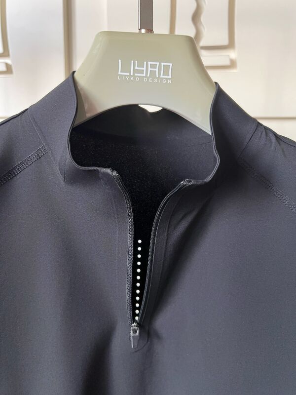 পুরুষদের হাই নেক শর্ট স্লিভ শার্ট স্ট্রেচ কুইক ড্রাই এবং শ্বাসপ্রশ্বাসযোগ্য ফ্যাব্রিক আউটডোর স্পোর্ট টি-শার্টের জন্য