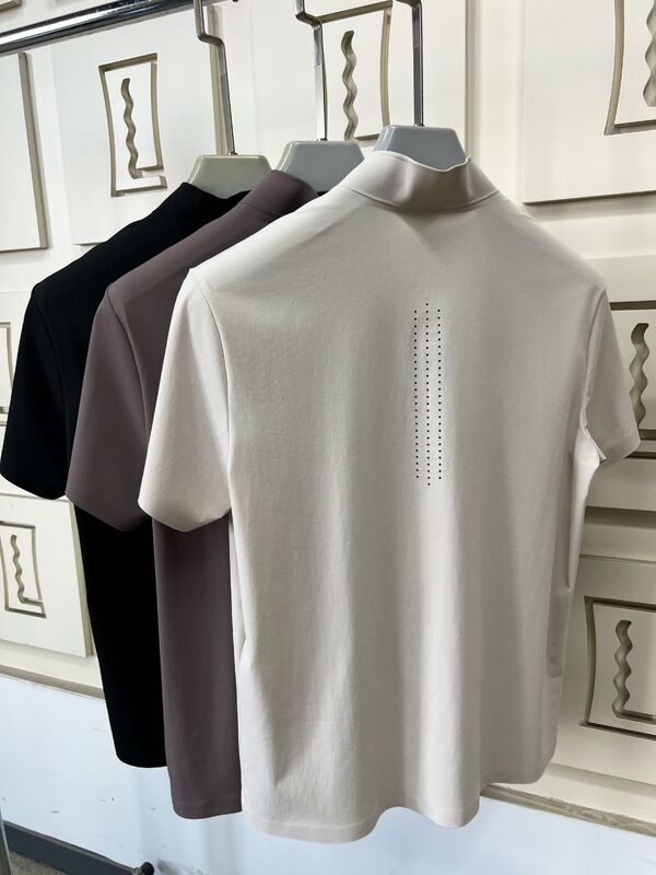 পুরুষদের হাই নেক শর্ট স্লিভ শার্ট স্ট্রেচ কুইক ড্রাই এবং শ্বাসপ্রশ্বাসযোগ্য ফ্যাব্রিক আউটডোর স্পোর্ট টি-শার্টের জন্য