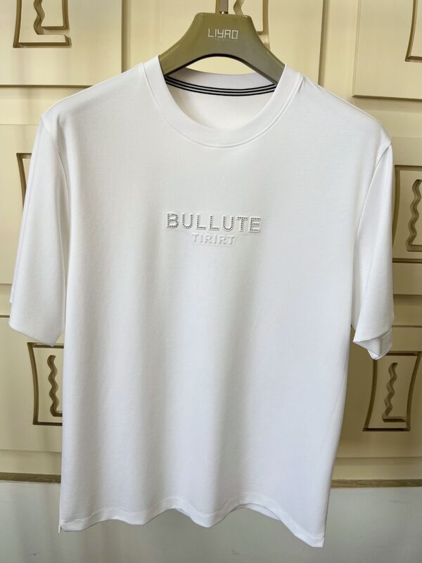 বিলাসবহুল ক্রু নেক টি-শার্ট প্রিন্ট লোগো ডিজাইন মূল ফ্যাব্রিক এমবসিং প্রক্রিয়া প্লাস তাপ গ্রহণ করে - স্থানান্তর ভিনাইল প্রক্রিয়া OEM / ODM