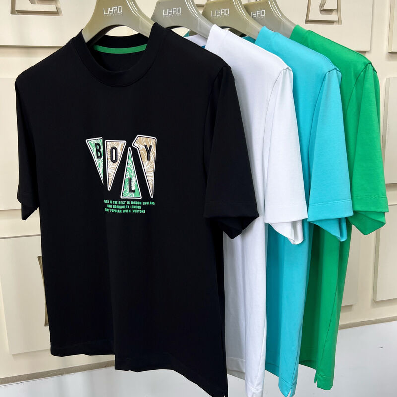 পুরুষদের ক্রু নেক শর্ট স্লিভ টি-শার্ট, ট্রেন্ডি গ্রাফিক প্রিন্ট এবং ব্রোডারি টি-শার্ট মাল্টি-ক্লোর আনুষ্ঠানিক 100% কামড় টি-শার্ট পুরুষদের জন্য