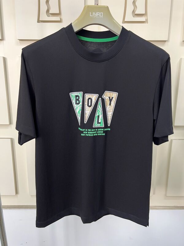 পুরুষদের ক্রু নেক শর্ট স্লিভ টি-শার্ট, ট্রেন্ডি গ্রাফিক প্রিন্ট এবং ব্রোডারি টি-শার্ট মাল্টি-ক্লোর আনুষ্ঠানিক 100% কামড় টি-শার্ট পুরুষদের জন্য