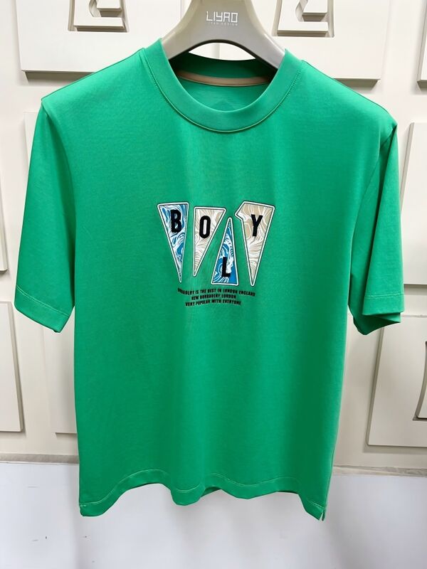 পুরুষদের ক্রু নেক শর্ট স্লিভ টি-শার্ট, ট্রেন্ডি গ্রাফিক প্রিন্ট এবং ব্রোডারি টি-শার্ট মাল্টি-ক্লোর আনুষ্ঠানিক 100% কামড় টি-শার্ট পুরুষদের জন্য