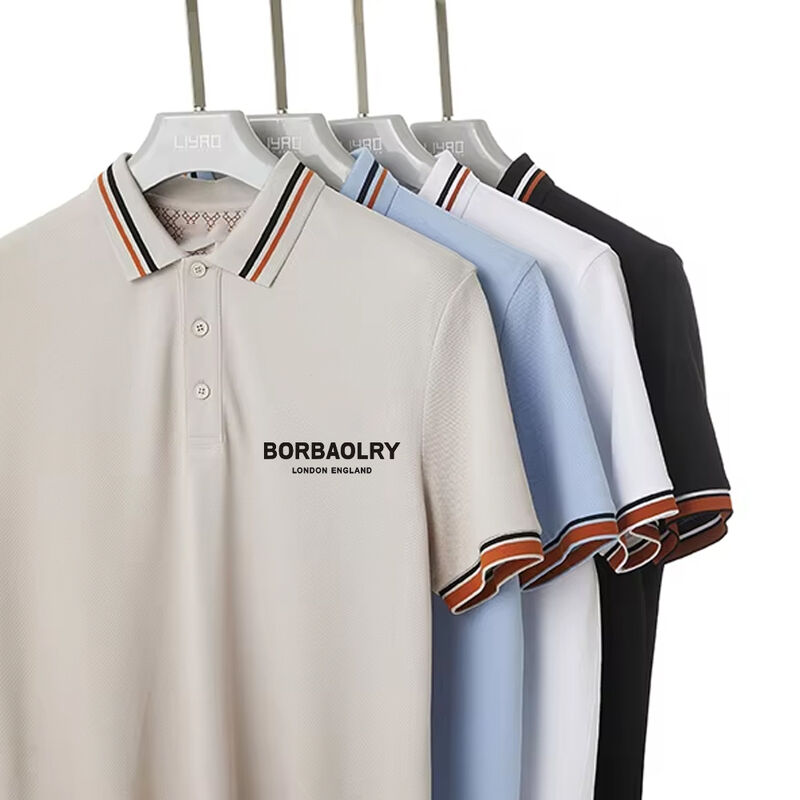 কাস্টম লোগো আকার ফ্যাব্রিক দ্রুত শুকনো স্ট্রিপযুক্ত শর্ট আর্ম পোলো টি শার্ট পুরুষদের জন্য সর্বশেষ নকশা মুদ্রিত