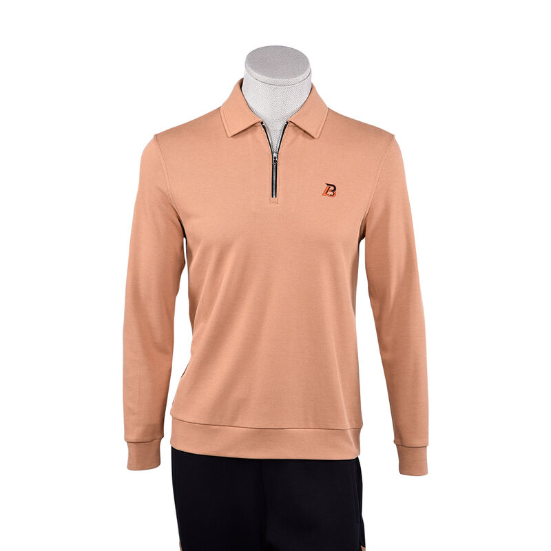 কাস্টম অ্যান্টি-পিলিং উচ্চ স্থিতিস্থাপকতা নৈমিত্তিক দৈনন্দিন জীবন 100% সুতি সাধারণ লম্বা হাতা টি-শার্ট পুরুষদের জিপ আপ পোলো টি-শার্ট