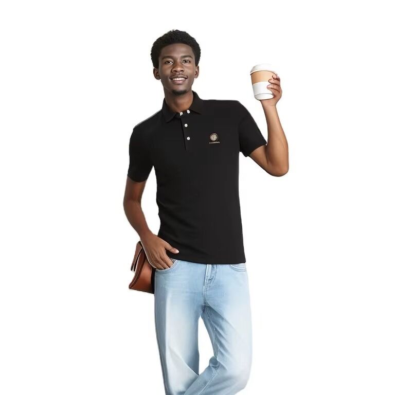 নতুন ডিজাইন পাইকারি কাস্টম কুইক ড্রাই শ্বাসপ্রশ্বাসযোগ্য কটন কালো পুরুষদের পুলওভার পোলো টি-শার্ট
