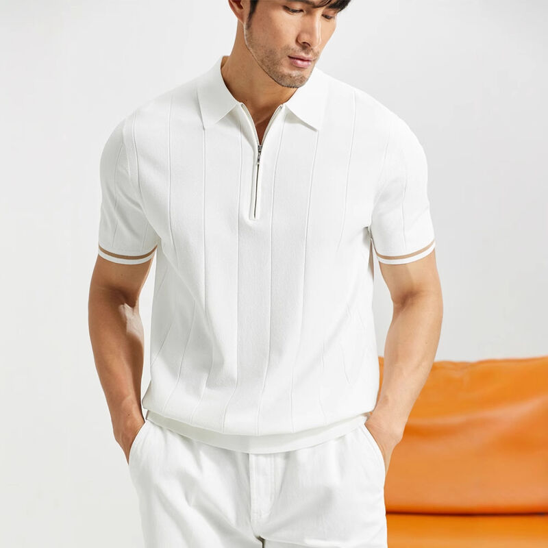 নতুন স্টাইলিশ ফ্যাশন শর্ট স্লিভ ক্যাজুয়াল জিপার বোনা পোলো শার্ট প্লেইন সফট ব্রেথেবল বিজনেস পোলো কাস্টম শার্ট