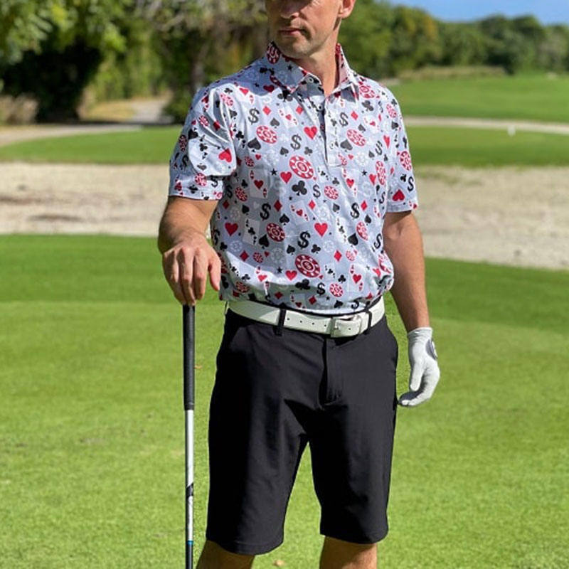 OEM উচ্চ মানের পুরুষদের পোকার কালো জ্যাক গল্ফ শর্ট স্লিভ 4 ওয়ে স্ট্রেচ হালকা ওজনের দ্রুত শুকনো গল্ফ পোলো শার্ট কাস্টম লোগো