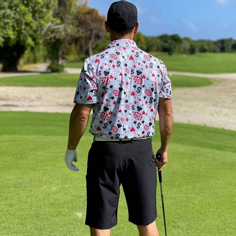 OEM উচ্চ মানের পুরুষদের পোকার কালো জ্যাক গল্ফ শর্ট স্লিভ 4 ওয়ে স্ট্রেচ হালকা ওজনের দ্রুত শুকনো গল্ফ পোলো শার্ট কাস্টম লোগো