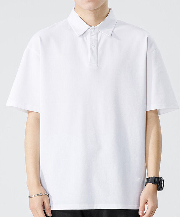 পুরুষদের হংকং স্টাইল গ্রীষ্মকালীন হেভিওয়েট অ্যান্টিমাইক্রোবিয়াল কুল ফিলিং সলিড কালার সিম্পল পোলো শার্ট শর্ট