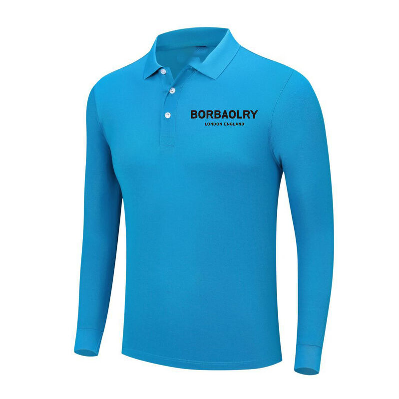 কাস্টম পোলো শার্ট লম্বা হাতা প্রিন্টেড লোগো এমব্রয়ডারি টি-শার্ট পোলো কটন ব্ল্যাঙ্ক পুরুষদের লম্বা-হাতা পোলো শার্ট
