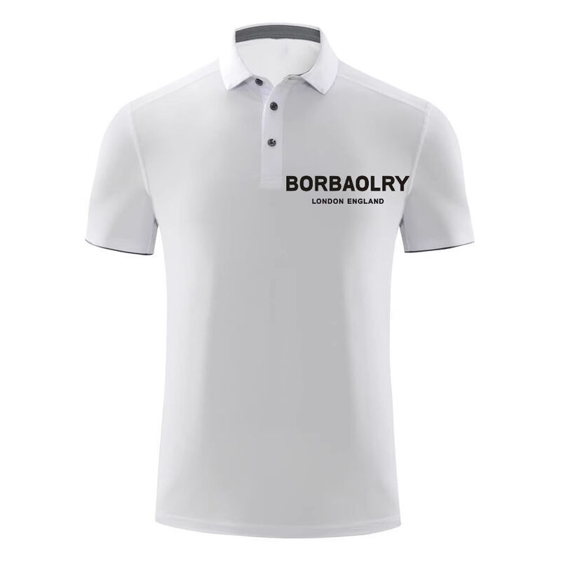 শ্বাসপ্রশ্বাসযোগ্য কাপড়ের লোগো সহ পুরুষদের কাস্টম শর্ট স্লিভ পোলো শার্ট