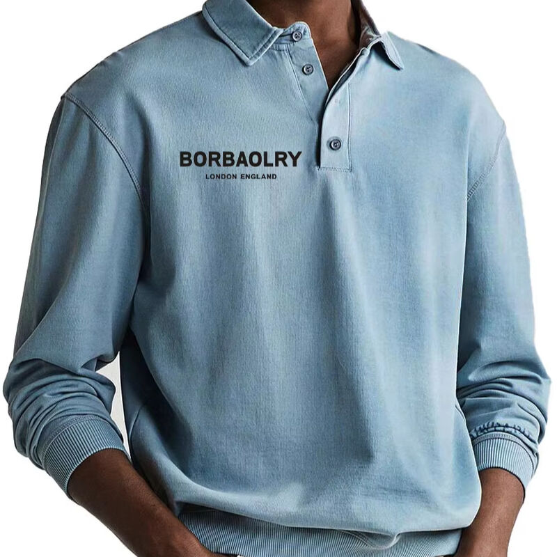 উচ্চ মানের তুলা কাস্টম লোগো সলিড বুনন নৈমিত্তিক পোলো শার্ট পাইকারি দ্রুত শুকনো স্পোর্টস পুরুষ দীর্ঘ হাতা পোলো শার্ট