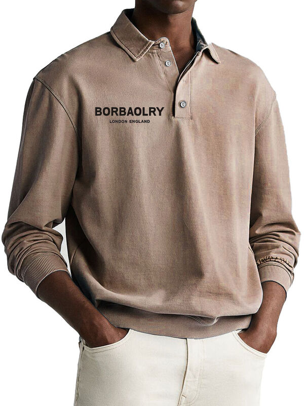 উচ্চ মানের তুলা কাস্টম লোগো সলিড বুনন নৈমিত্তিক পোলো শার্ট পাইকারি দ্রুত শুকনো স্পোর্টস পুরুষ দীর্ঘ হাতা পোলো শার্ট